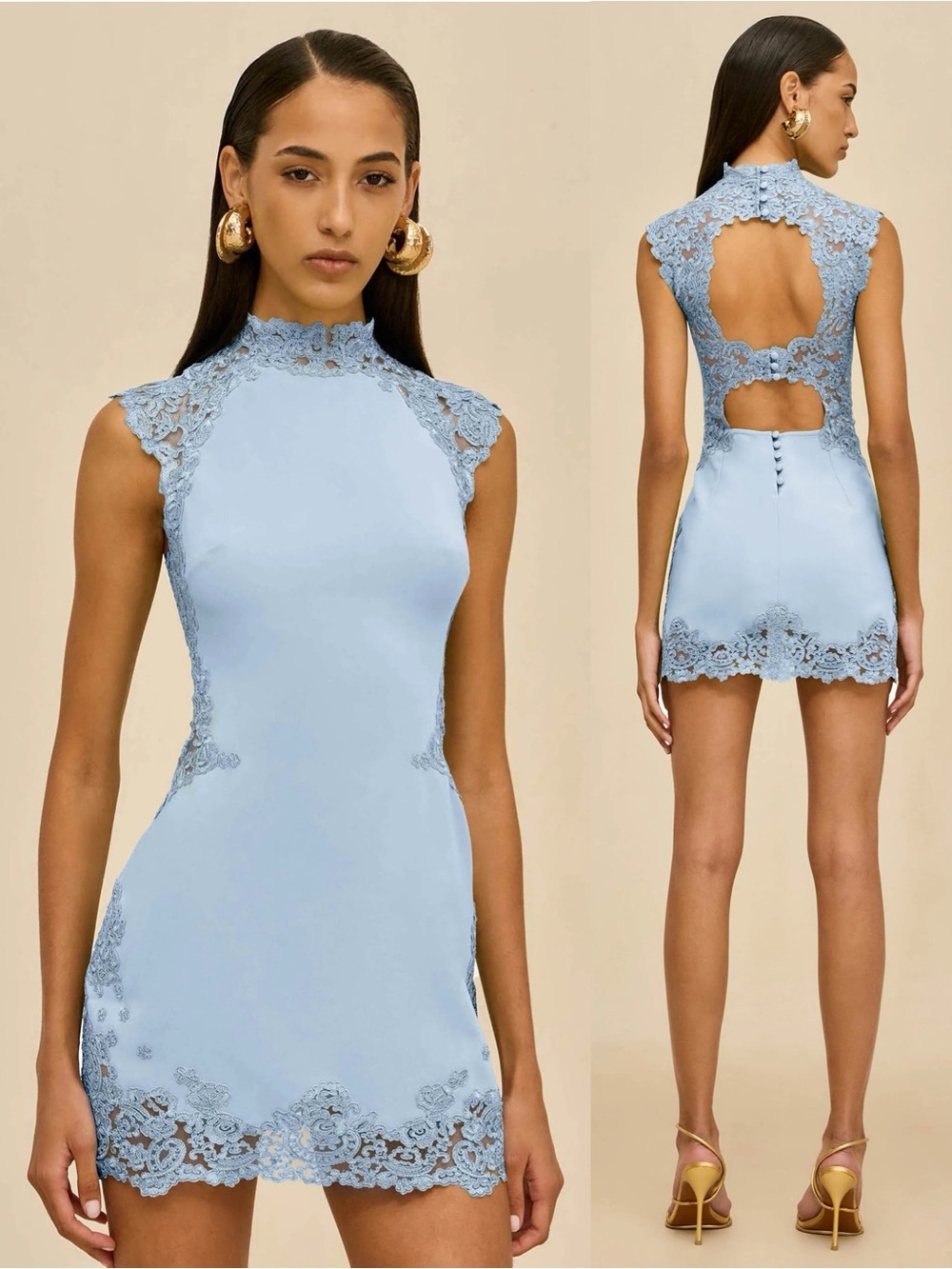 Cult Gaia Riti Lace Trim Open Back Mini Dress Coastal Blue NEW with tags - Picture 13 of 14